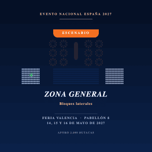 Plano del Pabellón 8 de Feria Valencia con la Zona General resaltada
