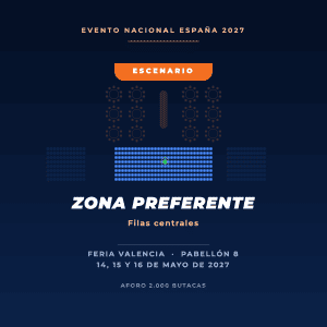Plano del Pabellón 8 de Feria Valencia con la Zona Preferente resaltada